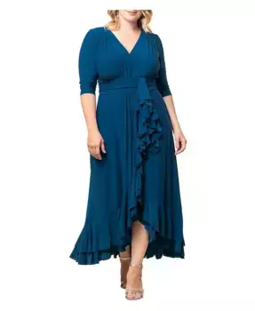 Вечернее платье с рюшами Veronica больших размеров Kiyonna, синий