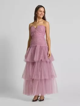 Вечернее платье с V-образным вырезом LACE & BEADS, розовый