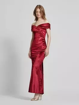 Вечернее платье с V-образным вырезом SISTAGLAM, темно-красный