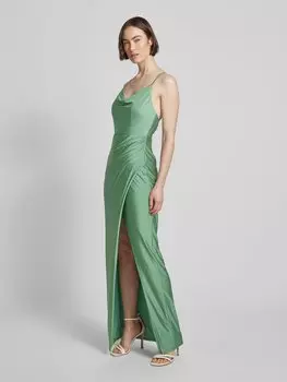 Вечернее платье с водопадным вырезом V.M., светло-зеленый