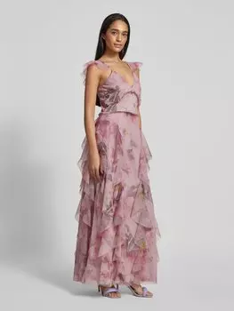 Вечернее платье с воланами LACE & BEADS, розовый