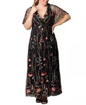 Вечернее платье с вышивкой Plus Size Embroidered Elegance Kiyonna, черный