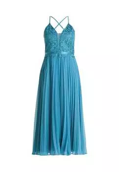 Вечернее платье с вышивкой Vera Mont, голубой