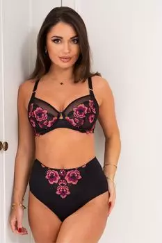 Вечернее платье с высокой талией и вышивкой Pour Moi, черный