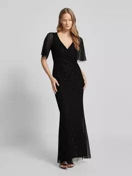 Вечернее платье с запахом LACE & BEADS, черный