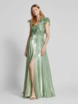 Вечернее платье со складками Unique, мятный