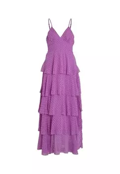Вечернее платье Viika V Neck Maxi Flounce Dress VILA, клубничное
