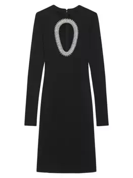 Вечернее платье вязки с жемчугом и кристаллами Givenchy, черный