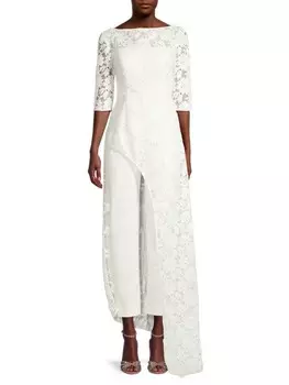 Вечерние платье Delia Walk Thru Kay Unger кружевное, белый