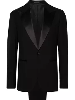 Вечерний костюм-двойка с контрастными лацканами Low Brand, черный