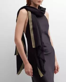 Вечерний шарф в металлическую полоску с бахромой для ресниц Bindya Accessories