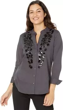 Вечерняя гламурная рубашка NIC+ZOE, цвет Indigo Dusk