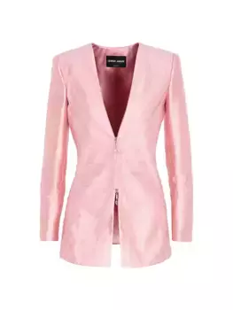 Вечерняя куртка без воротника из тюля Giorgio Armani, розовый