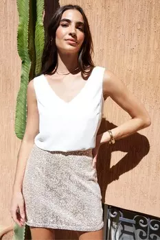 Вечерняя мини-юбка А-силуэта с пайетками Threadbare, желтый