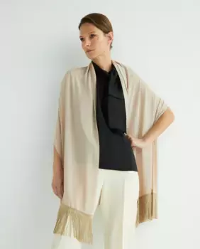 Вечерняя шаль «Жоржет» бежевого цвета Banarassi, бежевый