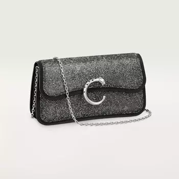 Вечерняя сумка Cartier Sac chaine mini modle, Panthre C de Cartier, серебряные стеклянные бусины