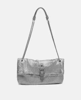 Вечерняя сумка из серебристой металлизированной сетки Abbacino