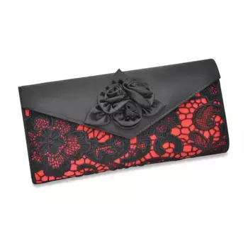 Вечерняя сумка Tax "с кружевной отделкой и лепестками роз под атлас" Steuer, черный