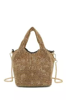 Вечерняя сумка-ведро Dalu с бриллиантами Fontanella Fashion, золото