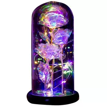 Вечная роза в стекле со светом, Красавица и Чудовище Роза в стеклянном куполе, светодиодное стекло Бесконечные розы Романтический женский подарок winterbeauy, розовый