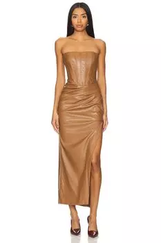 Вечное платье из искусственной кожи Bardot, коричневый