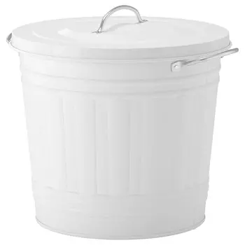 Ведро с крышкой, белое, 16 л, KNODD IKEA