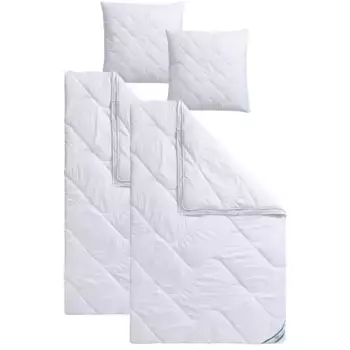 Веерное одеяло из микрофибры + подушка «комплект постельного белья размером 135х200 см, на лето или 4 сезона», (экономный комплект, 4 шт.) Fan, белый