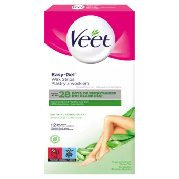 Veet Easy-Gel полоски с воском для депиляции сухой кожи, 12 шт./1 уп.