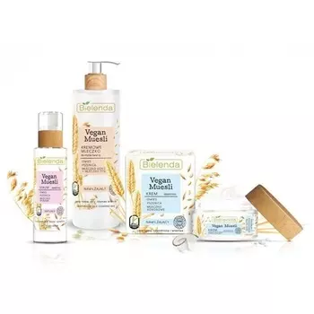 Веганская маска для лица с кремом-мюсли и сывороткой для тела с молочным маслом для всех типов кожи, Bielenda