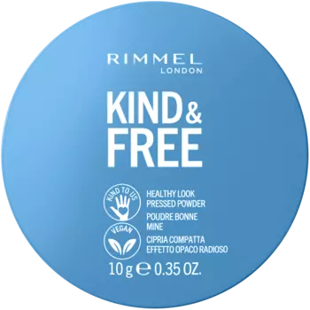 Веганская прессованная пудра для лица 020 легкая Rimmel Kind&Free, 10 гр