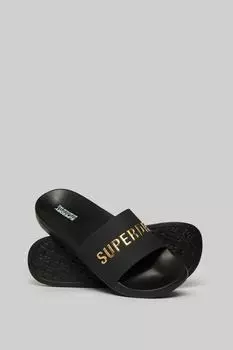 Веганские шлепанцы для бассейна с логотипом Superdry, черный