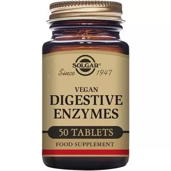 Веганские таблетки с пищеварительными ферментами, 50 шт., Solgar