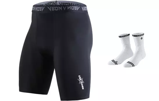 VEIDOORN VEIDORN Мужские баскетбольные шорты, Белый + пара баскетбольных носков (случайный цвет)