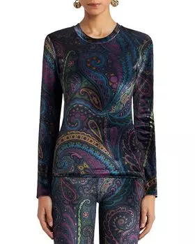 Вельюровая джерси топ Etro, синий