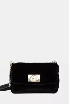 Вельюровая сумка Furla, черный