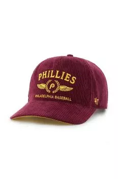 Вельветовая бейсболка MLB Philadelphia Phillies 47 brand, бордовый