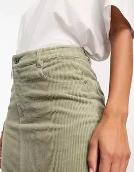 Вельветовая длинная юбка шалфейного цвета ASOS