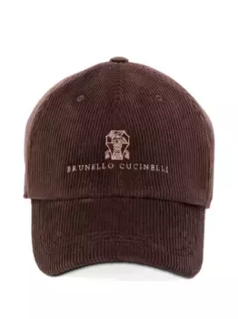 Вельветовая кепка Brunello Cucinelli, коричневый