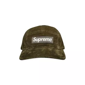 Вельветовая кепка Supreme Fine Wale Camp, цвет Оливковый