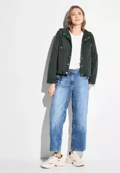 Вельветовая куртка Cecil с капюшоном и кулиской на воротнике, хаки