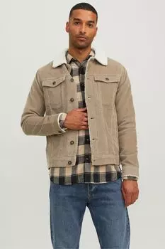 Вельветовая куртка дальнобойщика с воротником из искусственной овчины Jack & Jones, коричневый