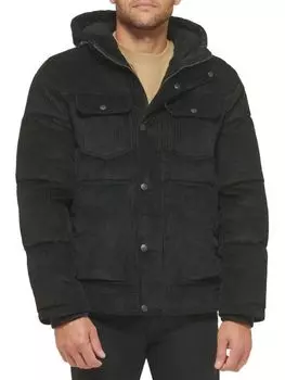 Вельветовая куртка-пуховик классического кроя с капюшоном Levi'S, черный