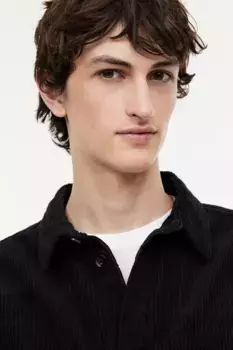 Вельветовая куртка-рубашка свободного кроя H&M, черный