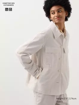 Вельветовая куртка-рубашка Uniqlo, белый