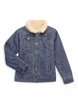 Вельветовая куртка с отделкой из шерпы Little Boy's & Boy's Heritage Appaman, цвет medium wash