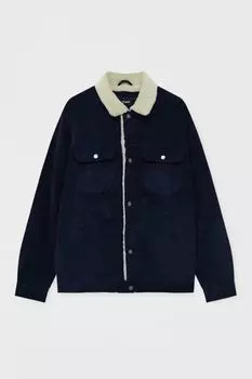 Вельветовая куртка с воротником из овчины PULL&amp;BEAR