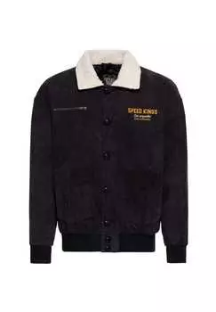 Вельветовая куртка с вышивкой на спине и груди Speed Kings King Kerosin, черный