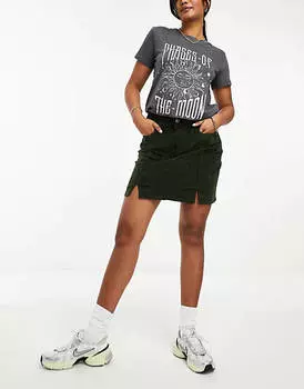 Вельветовая мини-юбка цвета хаки Noisy May