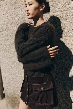 Вельветовая мини-юбка H&M, коричневый