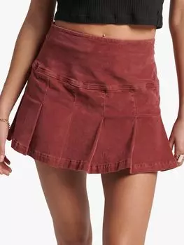 Вельветовая мини-юбка со складками Superdry Vintage, цвет Мерло